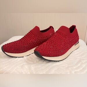 Kenneth Cole Reaction Red Women's Slip-On Sneakers Cameron Jewel Jogger